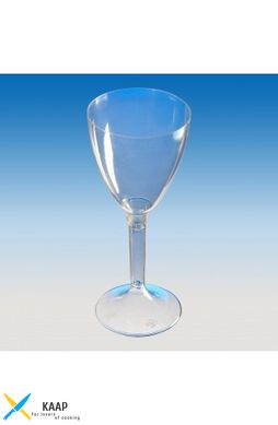 Келих-фужер одноразовий для вина 160 мл, Ǿ=70 мм, h=165 мм. малий (на високій ніжці) скляноподібний 20 шт/уп
