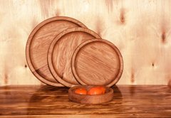 Тарелка круглая D250мм h40мм дуб деревянный