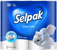 Туалетная бумага, целлюлоза, 3 слоя, 16.8м, Selpak Super Soft. 32761815