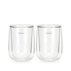 Комплект з двох склянок Fissman BONBON 350 мл жароміцне скло з подвійними стінками (6448)