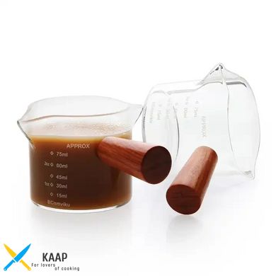 Стопка мірна для кави-соусник 75-120 мл скляна з ручкою поділка по 15 мл 102-130