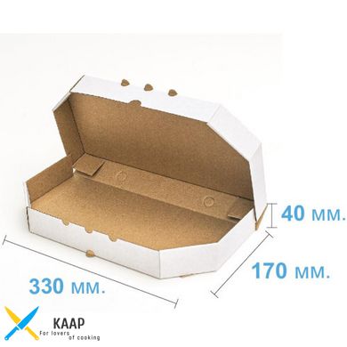 Коробка для хачапури 330х170х40 мм, белая картонная (бумажная)