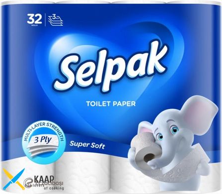 Туалетний папір, целюлоза, 3 шари, 16.8 м, Selpak Super Soft. 32761815