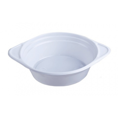 Тарелка одноразовая суповая 350 мл., 150 мм (15 см)., 100 шт/уп пластиковая с ручками, белая