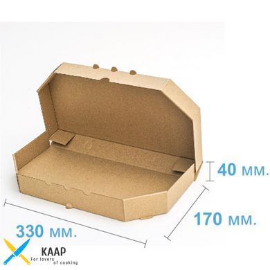Коробка для хачапури 330х170х40 мм, бурая картонная (бумажная)