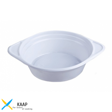 Тарелка одноразовая суповая 350 мл., 150 мм (15 см)., 100 шт/уп пластиковая с ручками, белая