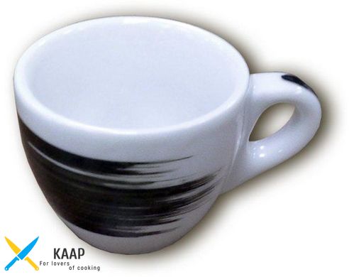 Чашка 75 мл. порцелянова, біла з чорною смужкою "B" espresso Verona Millecolori, Ancap