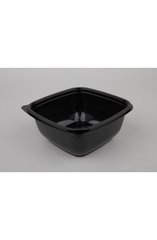 Контейнер квадратний для салату 750 мл 160х160х60 мм ПЕТ чорний (015063)