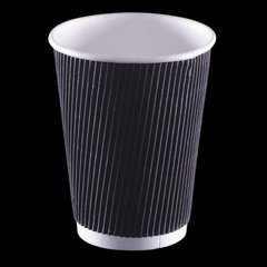 Склянки одноразова гофровані 350 мл 25 шт чорний (ripple) 41937