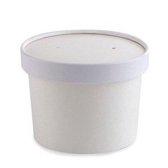 Емкость одноразовая для супа/мороженого с крышкой 360 мл. 9х7,2х8,4 см. 25 шт/уп. бумажная, белая