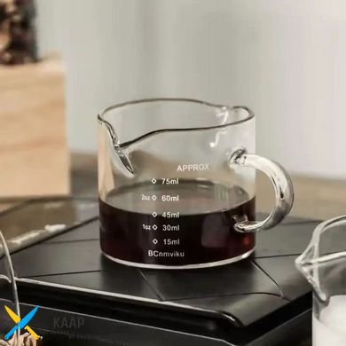 Стопка мерная для кофе-соусник 100 мл стеклянная с ручкой деления по 15 мл 102-129