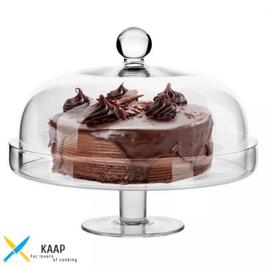 Тортовница-Блюдо для торта на ножке с крышкой 28х23,5 см. стеклянное Elite Krosno 795195
