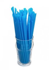 Трубочка для коктейлю із лопаткою, блакитна 6×200 мм
