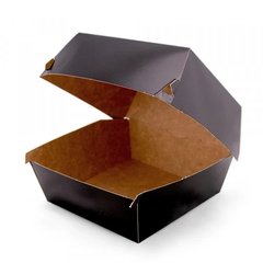 Коробка бумажная под бургер Черная/Крафт 114х114х90 мм