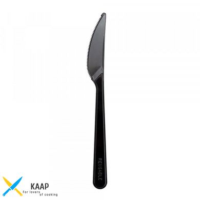 Нож одноразовый столовый PS 180 мм (18 см) Черный пластиковый (полистирольный) "STANDART"