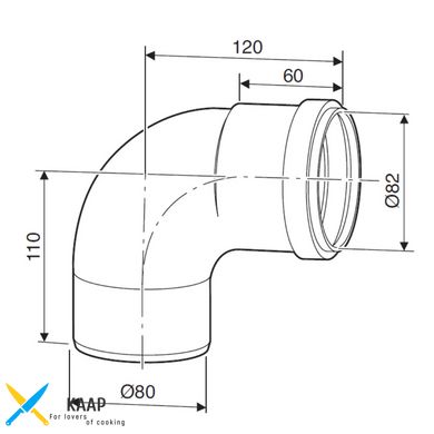 Отвод FC-SE80-87 на 87° для конденсационных котлов, диаметр 80 мм. Bosch !R_7738112654
