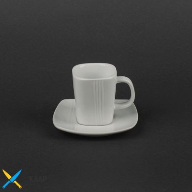 Квадратна біла чашка для кави 100 мл + блюдце HLS (HR1315), ресторанний посуд