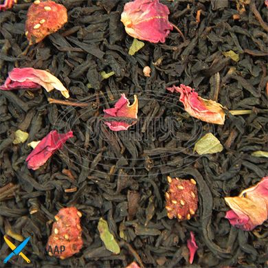 Чай чорний Суниця з вершками (Чорний) ароматизований ваговий
