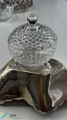 Цукорниця з кришкою скляна 200 мл 10х10 см "Фаберже" прозора 102-008