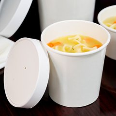 Місткість одноразова для супу/морозива з кришкою 480 мл. 9,7 х7, 5х10 см. 25 шт/уп. паперова, біла