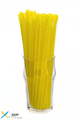 Трубочка для коктейлю із лопаткою жовта 6×200 мм.