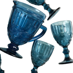 Набор питьевой "Винтаж" синий (6 бокалов 300 мл + кувшин 1 литр) , OCT-DKC5015D+JC37097LD blue