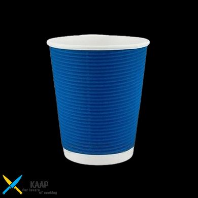 Стакан гофрированный одноразовый бумажный 180 мл 25 шт синий (ripple)