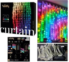 Гирлянда Smart LED Twinkly Curtain RGBW 210, Gen II, IP44, 1.45м*2.1м, прозрачный кабель