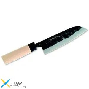 Кухонний ніж Сантоку чорний 16,5 см. Kaneyoshi, Yaxell з дерев'яною ручкою (30568)