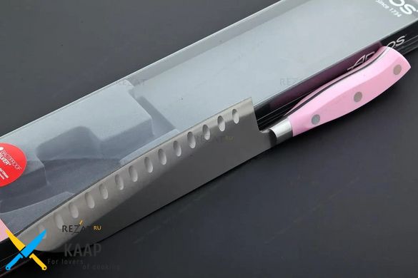 Ніж кухонний японський 18 см. Santoku, Arcos з рожевою пластиковою ручкою (233554)