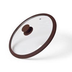 Крышка ARCADES 28 см с "мраморным" силиконовым ободком темно коричневый цвет (жаропрочное стекло)