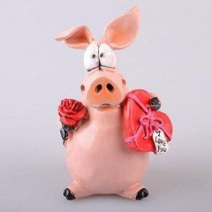 Фигурка декоративная 6х6х11 см. "Свинка с подарком"