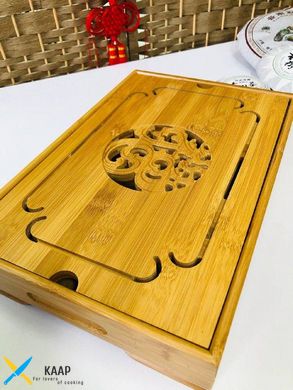 Чайный столик бамбук (Чабан) средний 35х23х7 см светлый (столик для чайной церемонии)