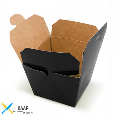 Коробка паперова для локшини ВОК 700мл | Чорна/Крафт 1PE 85х85х82,5 мм