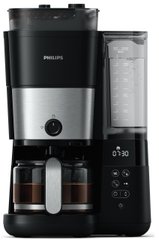 Кавоварка Philips крапельна All-in-1 Brew, 1.25л, зерно+мелена, дисплей, підігрів кавника, кавомолка, чорний