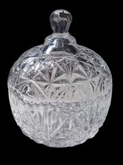 Цукорниця-конфетниця скляна з кришкою 250 мл 10х12,5 см "Брилліантове яблуко" прозора 102-031