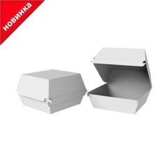 Упаковка-коробка для Бургера 120х120х93 мм клееная Maxi бумажная Белая