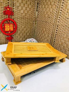 Чайний столик бамбук (Чабан) середній 45х30х7 см світлий (столик для чайної церемонії)